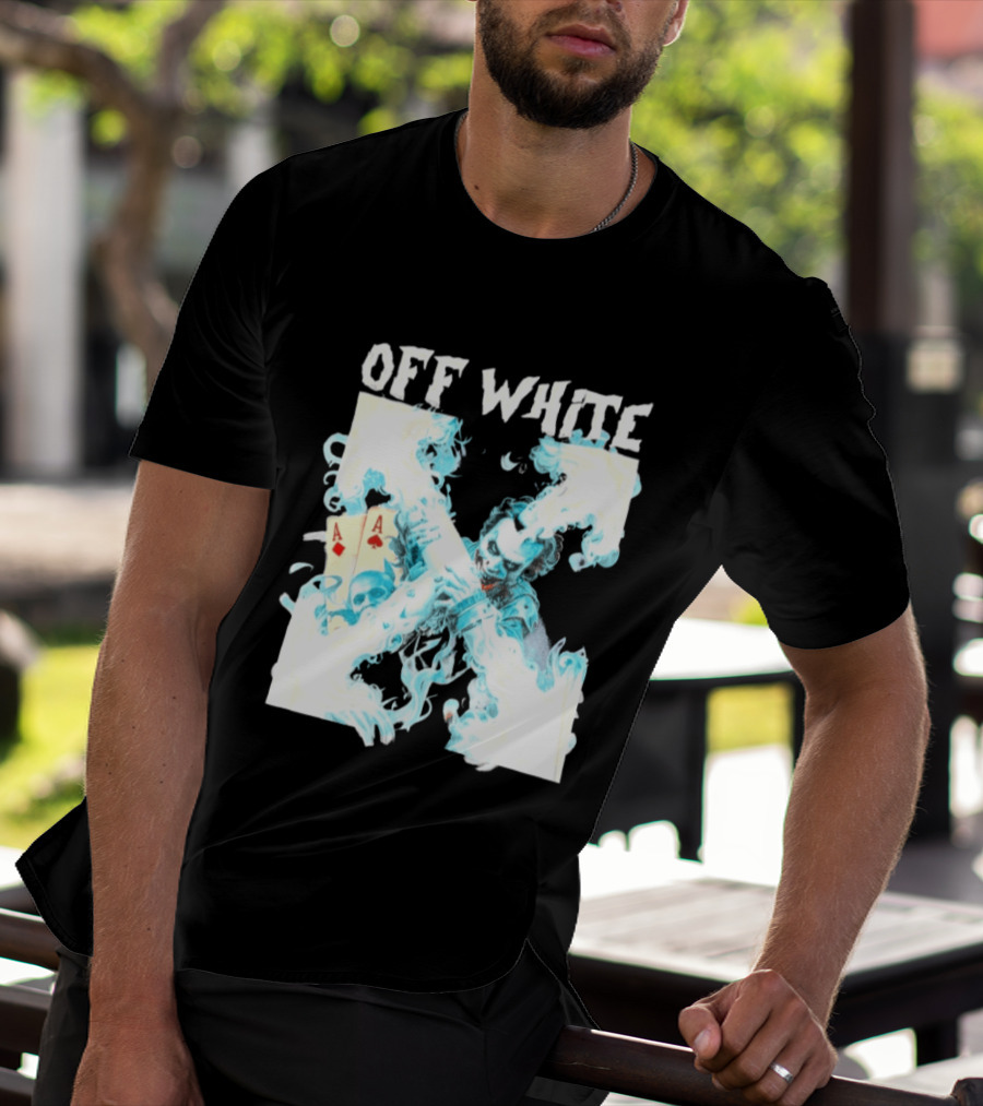 OFF WHITE Joker Blue Flame Ace Cards T-Shirt