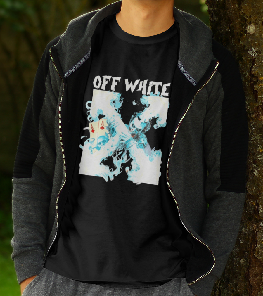 OFF WHITE Joker Blue Flame Ace Cards T-Shirt