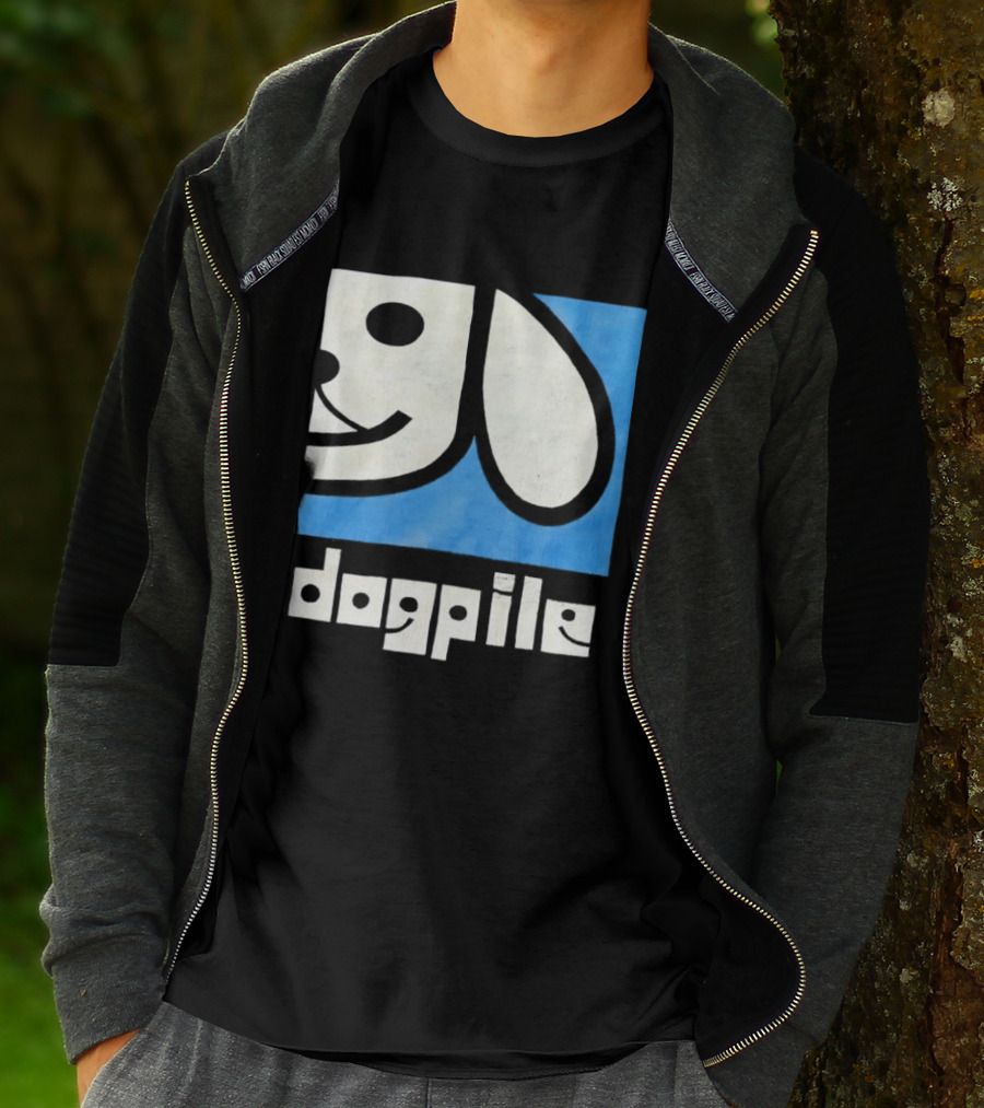 90s Dogpile Logo With Smiling Dog Face T-Shirt