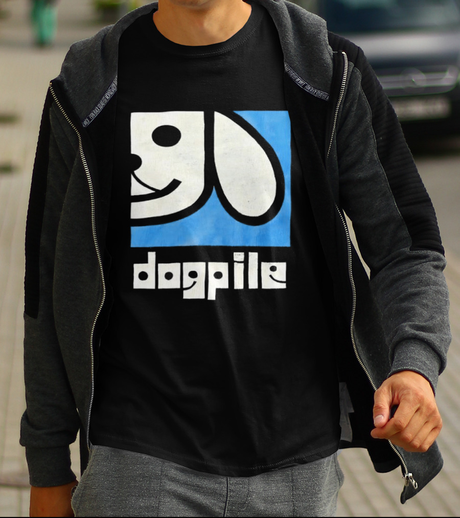 90s Dogpile Logo With Smiling Dog Face T-Shirt