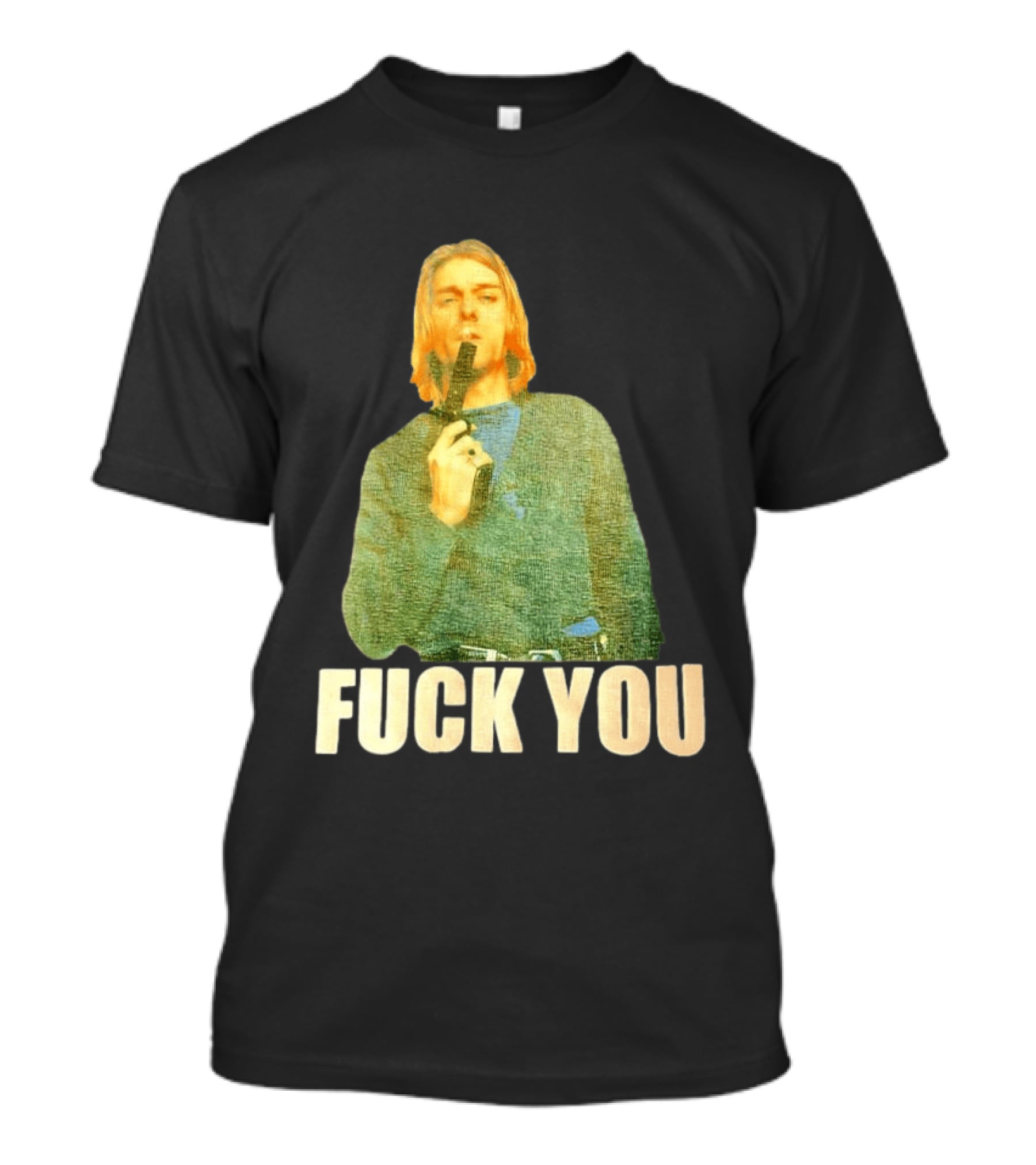 Kurt Cobain Fuck You Gun Image T-Shirt