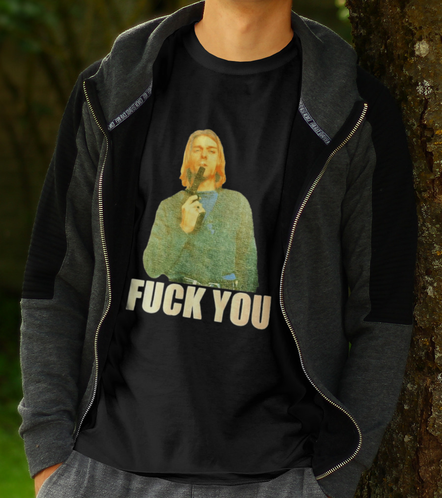 Kurt Cobain Fuck You Gun Image T-Shirt