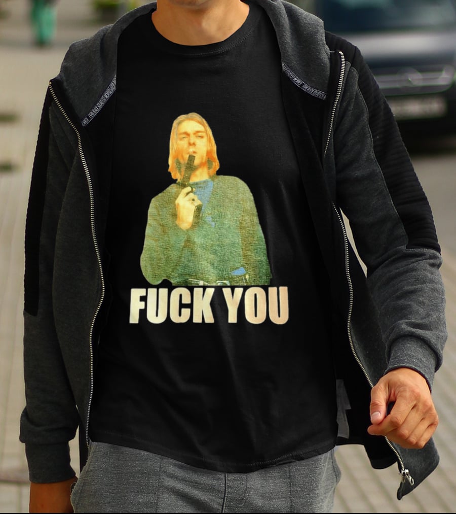 Kurt Cobain Fuck You Gun Image T-Shirt