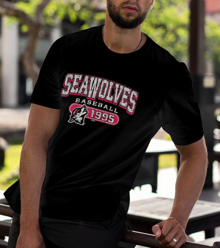 Seawolves Baseball 1995 Erie SeaWolves Wolf Head T-Shirt