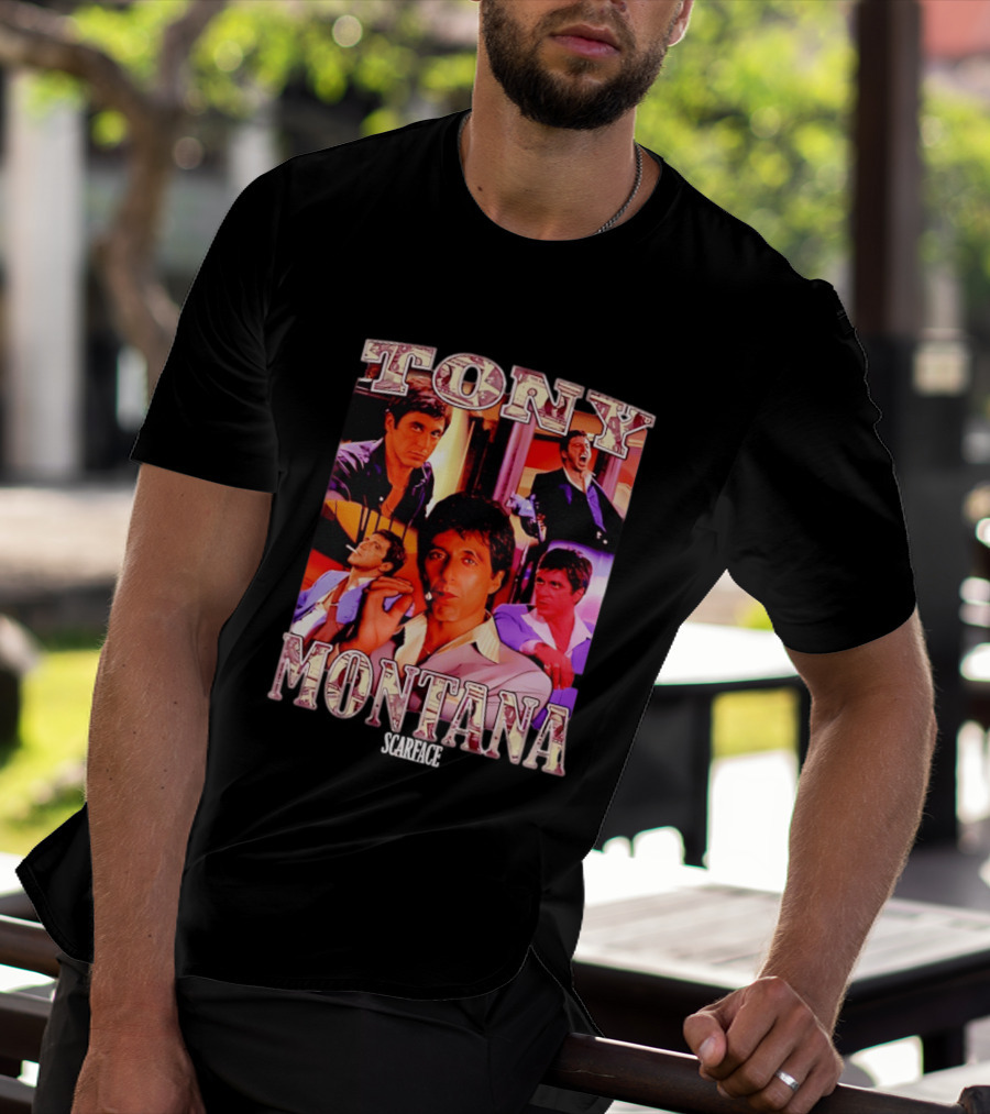Tony Montana Scarface Movie Collage 80s Film T-Shirt