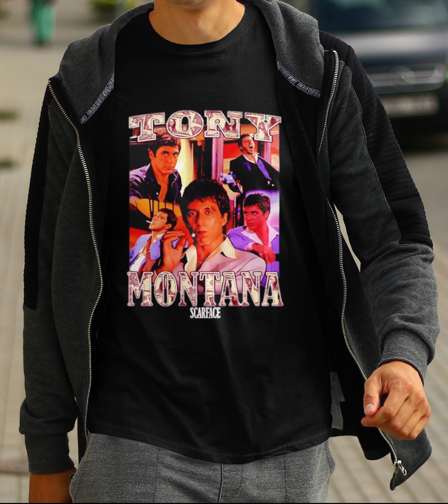 Tony Montana Scarface Movie Collage 80s Film T-Shirt