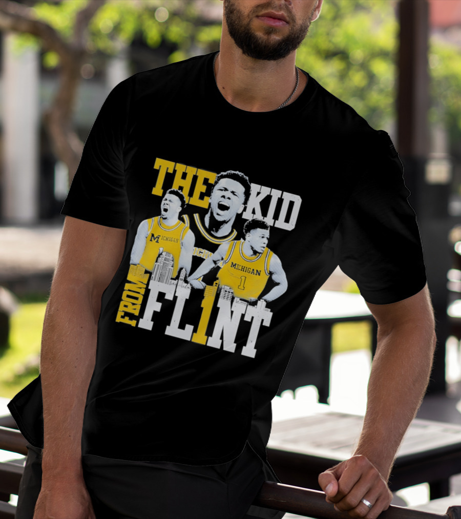 The Kid From Flint Trey McKenney Michigan Wolverines Basketball Skyline T-Shirt