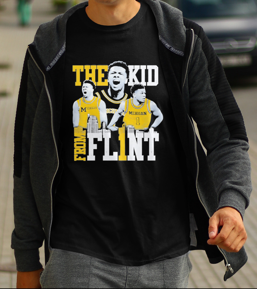 The Kid From Flint Trey McKenney Michigan Wolverines Basketball Skyline T-Shirt