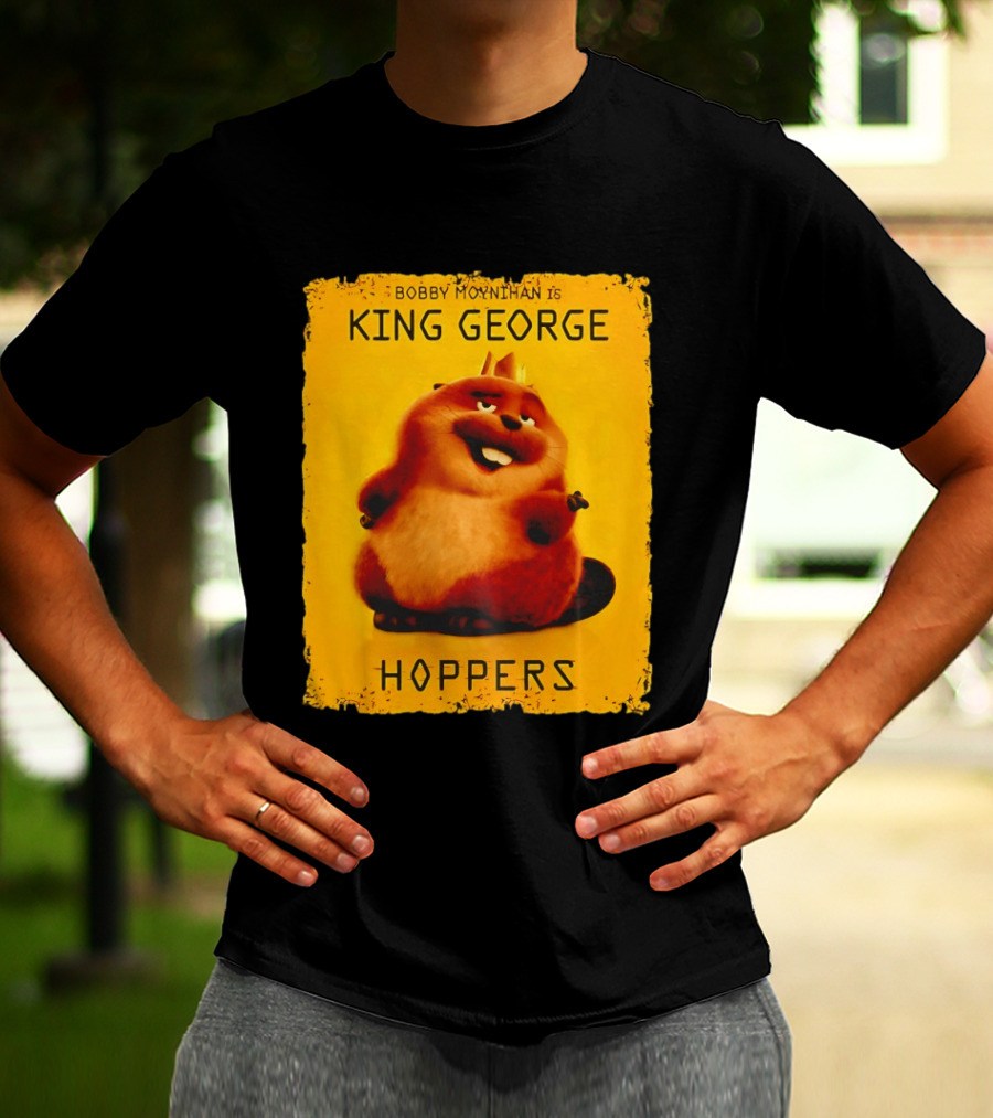 Bobby Moynihan Is King George Hoppers Smiling Cartoon Character With Crown On Orange T-Shirt