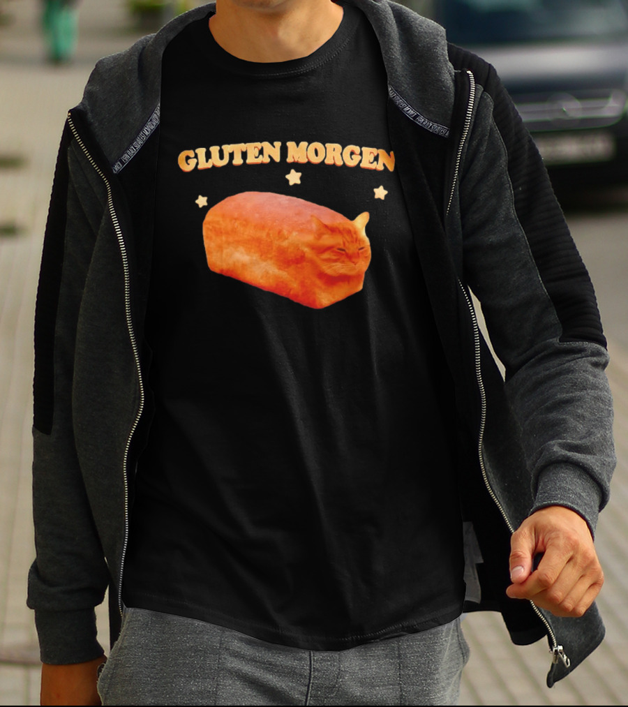 Gluten Morgen Funny Cat Bread Meme Star T-Shirt