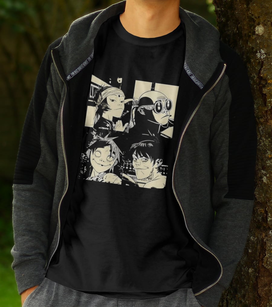Gorillaz Band Members Cartoon Faces T-Shirt