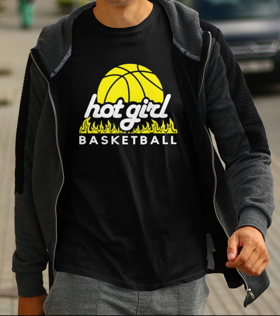 Hot Girl Basketball Fiery Yellow Basketball Flame T-Shirt