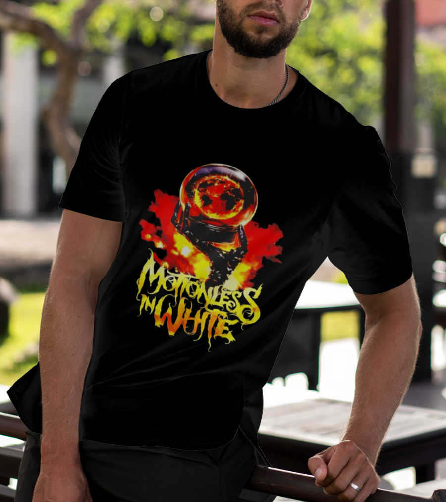 Motionless In White Scoring The End Of The World Gothic Crystal Ball Fiery Hand T-Shirt