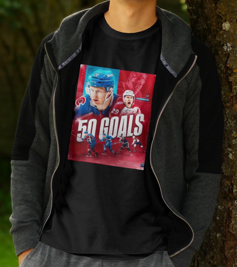 Colorado Avalanche Nathan MacKinnon 50 Goals Achievement NHL Career Milestone T-Shirt