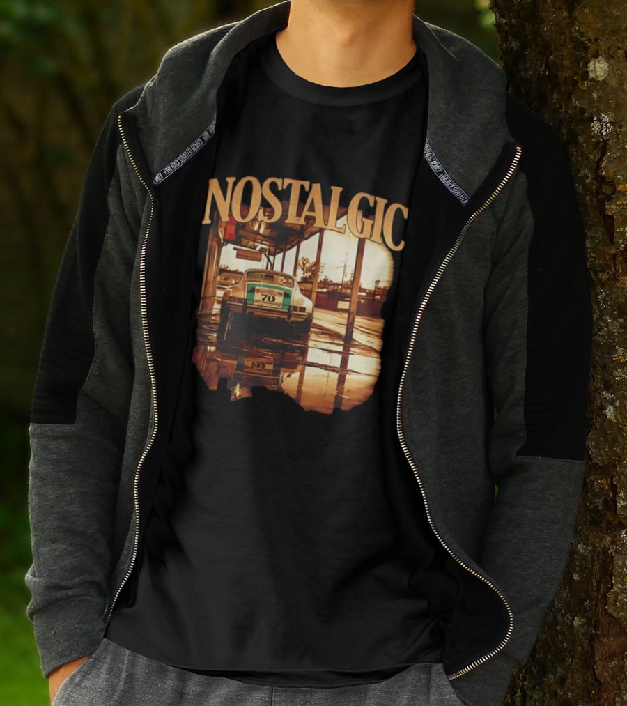 Nostalgic Vintage Car Rear View With Racing Number 70 T-Shirt