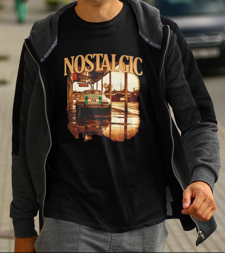 Nostalgic Vintage Car Rear View With Racing Number 70 T-Shirt