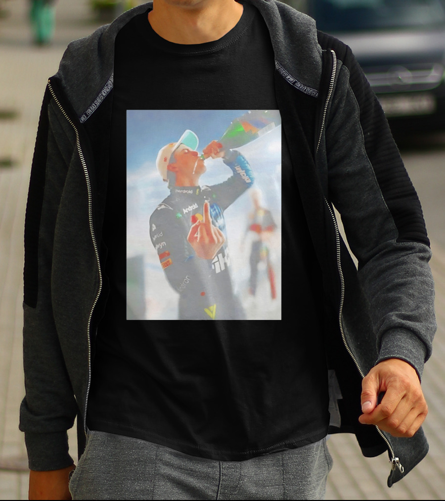 Oscar Piastri 81 Racing Celebration Flipping The Bird Formula One Victory Moment T-Shirt
