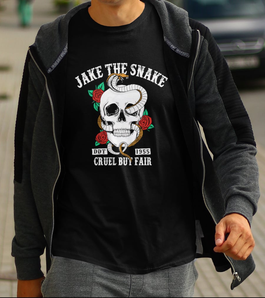 Jake The Snake Skull Roses Born 1955 Cruel But Fair T-Shirt