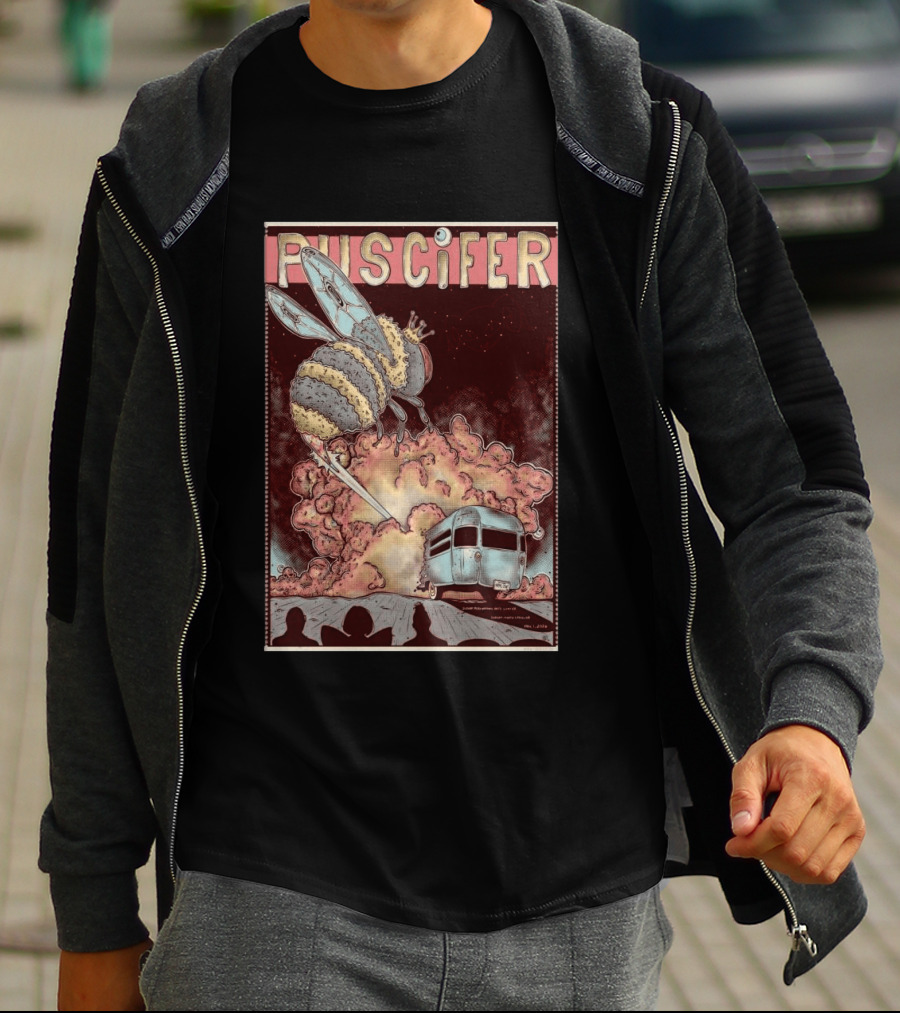 Puscifer Durham Performing Arts Center April 1 2026 Tour With Crowned Bee And Trailer T-Shirt