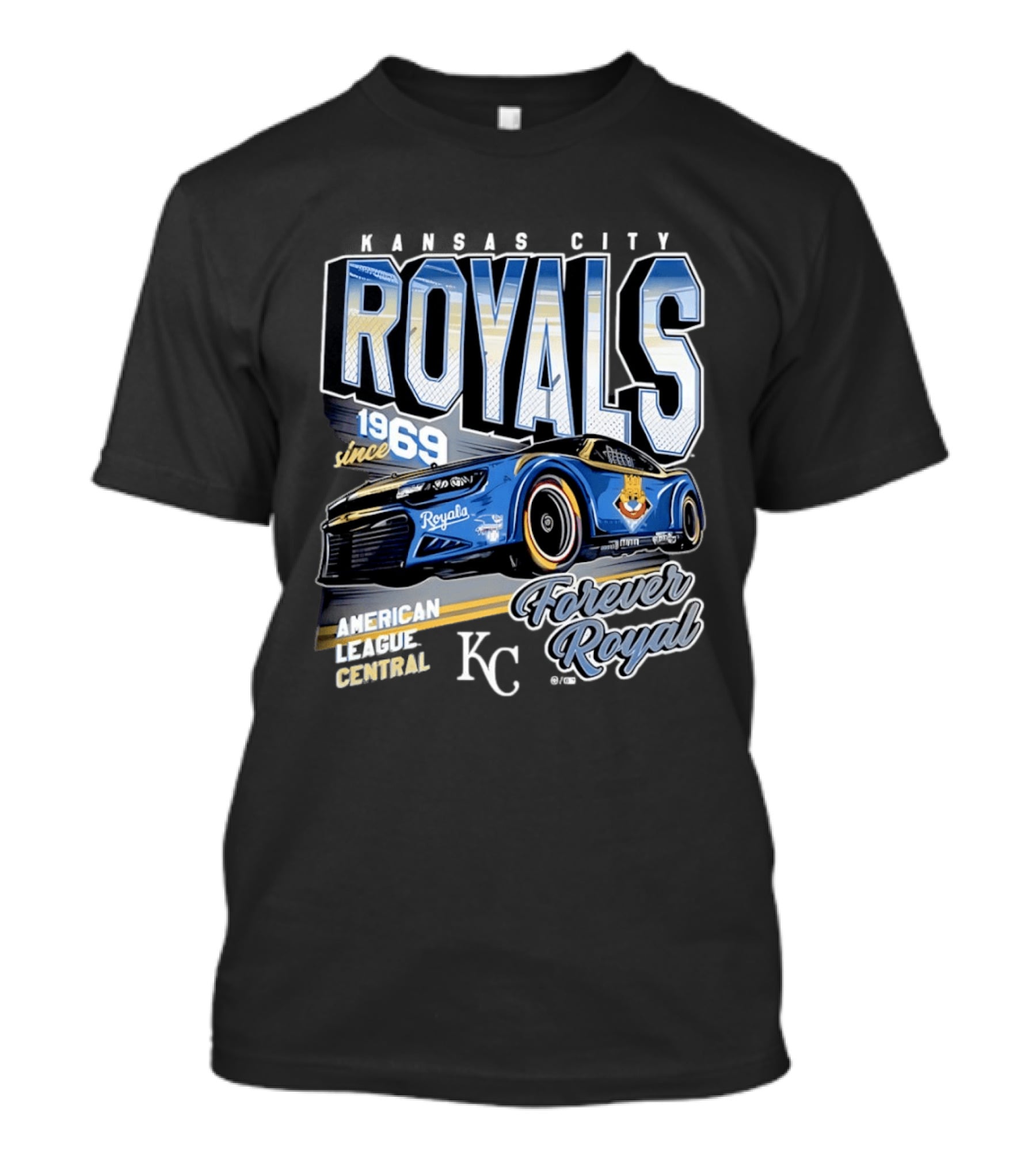 Kansas City Royals American League Central Forever Royal Since 1969 Racing Car T-Shirt