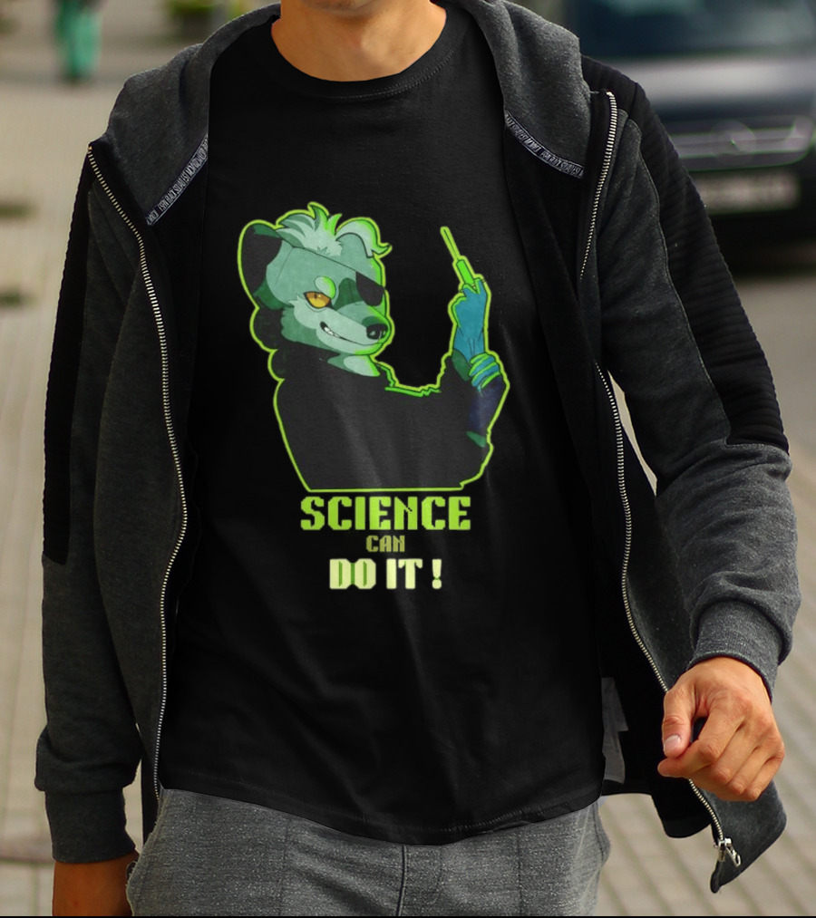 Science Can Do It Cartoon Panda With Test Tube T-Shirt