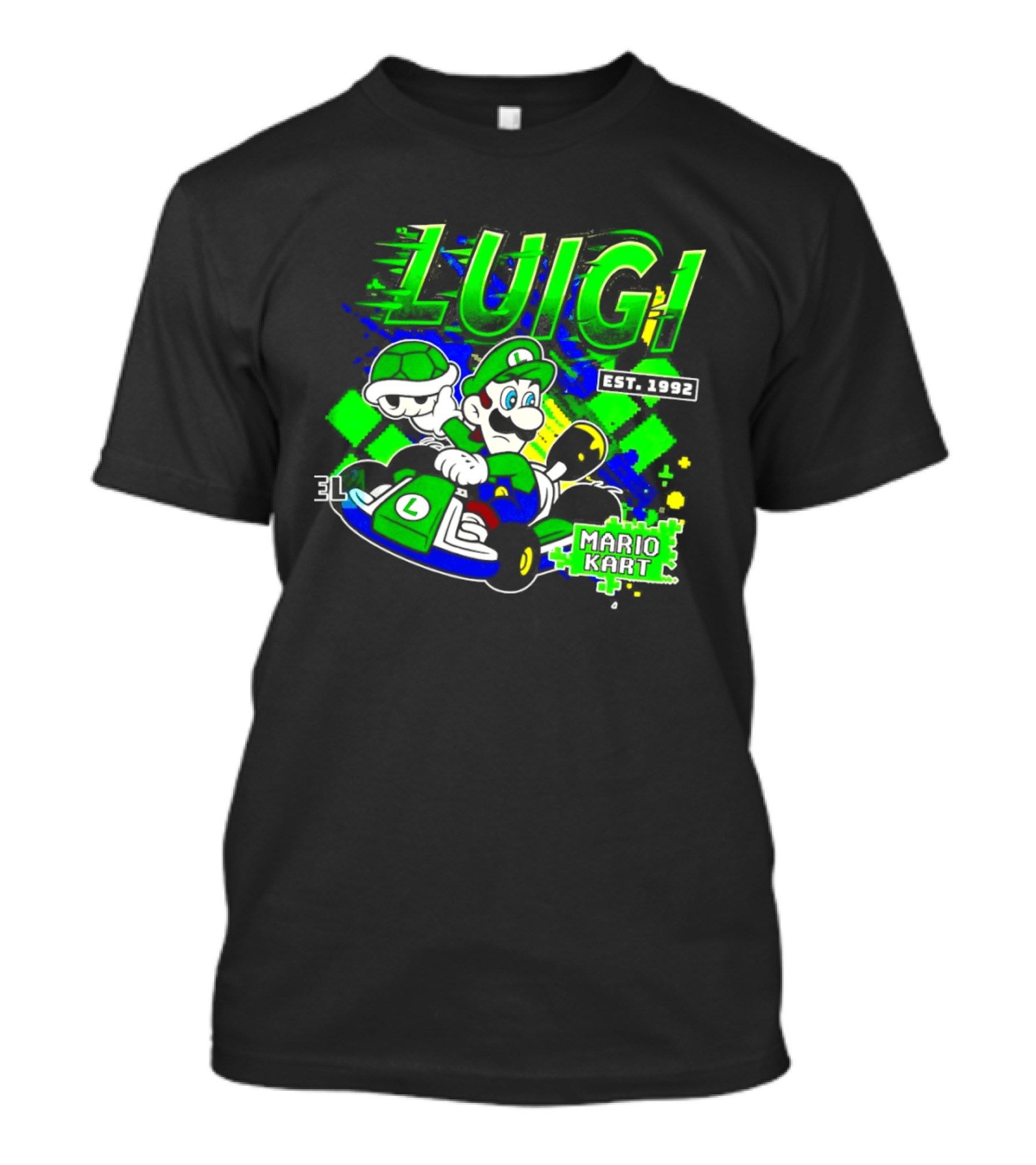 Super Mario Luigi Mario Kart Est 1992 Racing Green T-Shirt