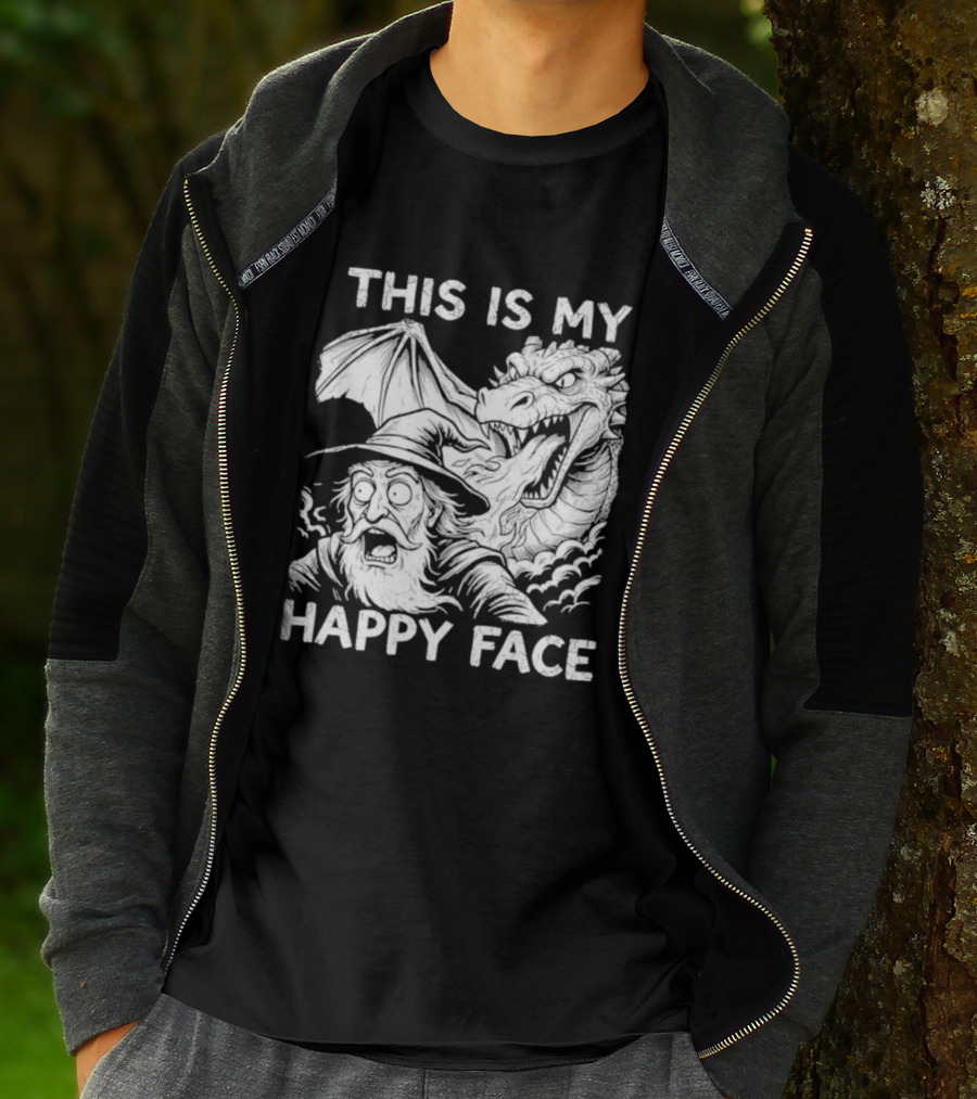 This Is My Happy Face Dungeon Master Dragon Wizard Expression T-Shirt