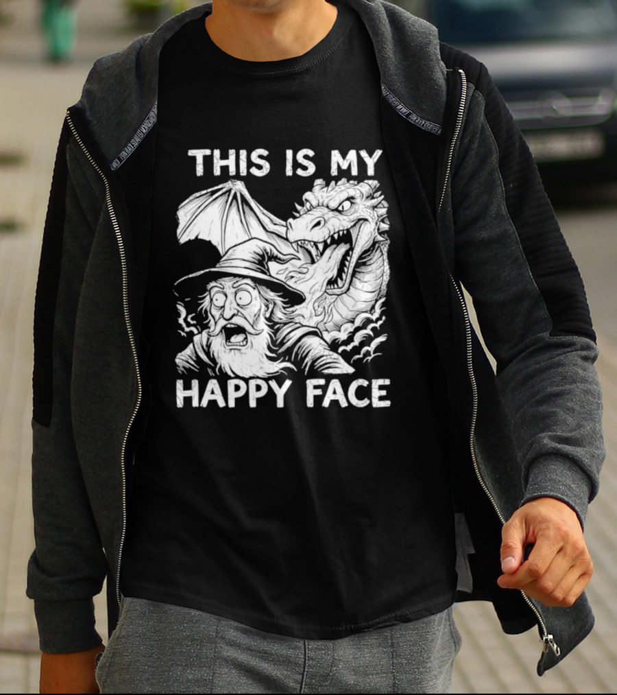 This Is My Happy Face Dungeon Master Dragon Wizard Expression T-Shirt