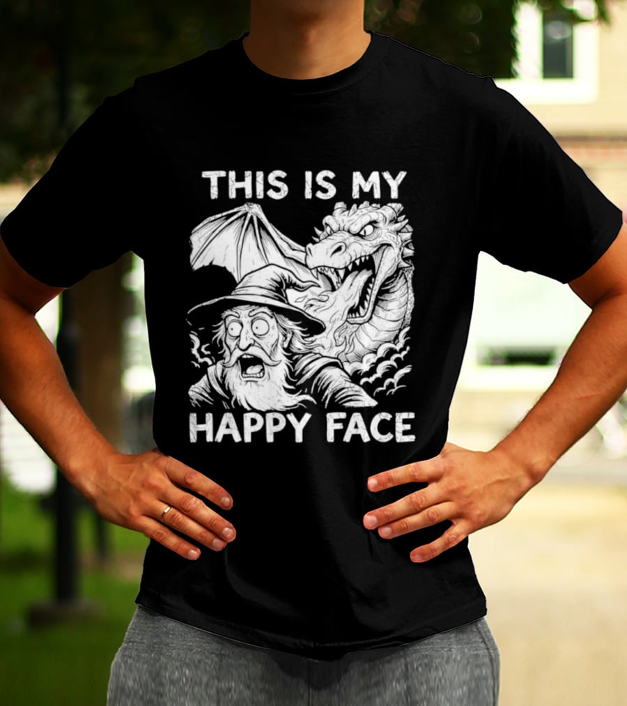 This Is My Happy Face Dungeon Master Dragon Wizard Expression T-Shirt