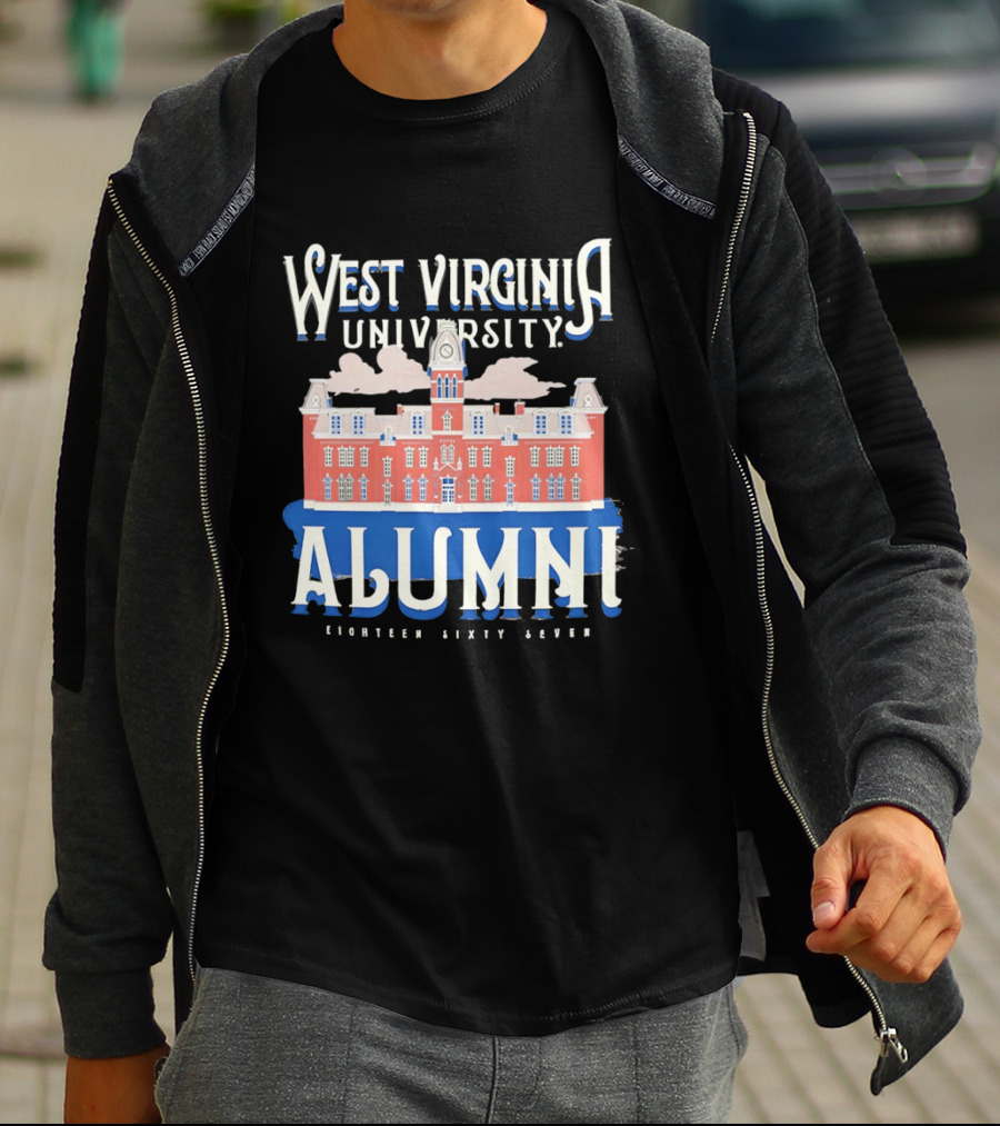 West Virginia University Alumni Eighteen Sixty Seven College Campus Building T-Shirt