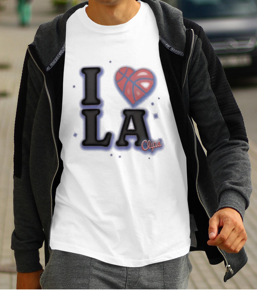 I Love LA Los Angeles Clippers Basketball Heart Logo Clips T-Shirt