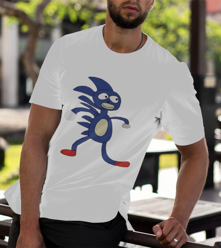 Sanic Meme Blue Hedgehog Parody Drawing T-Shirt