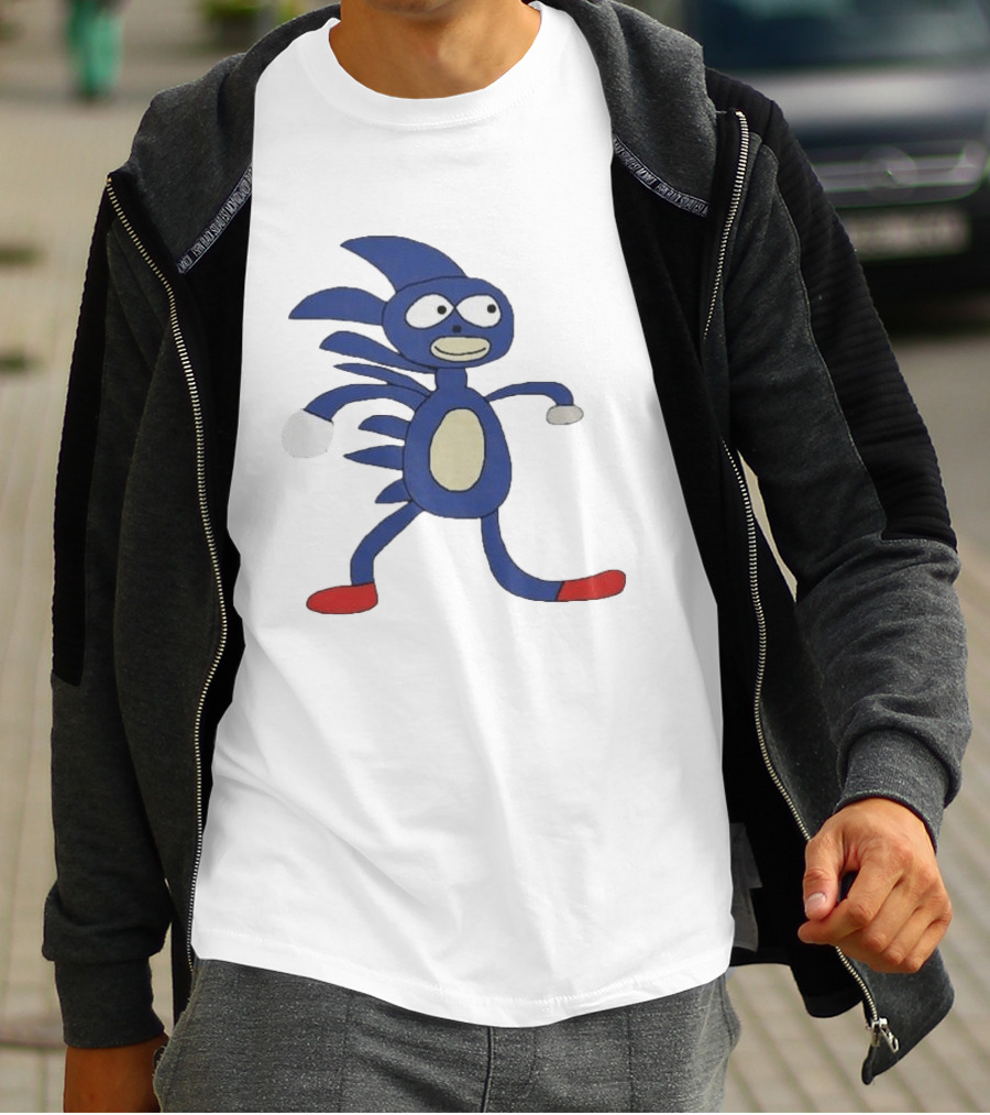 Sanic Meme Blue Hedgehog Parody Drawing T-Shirt