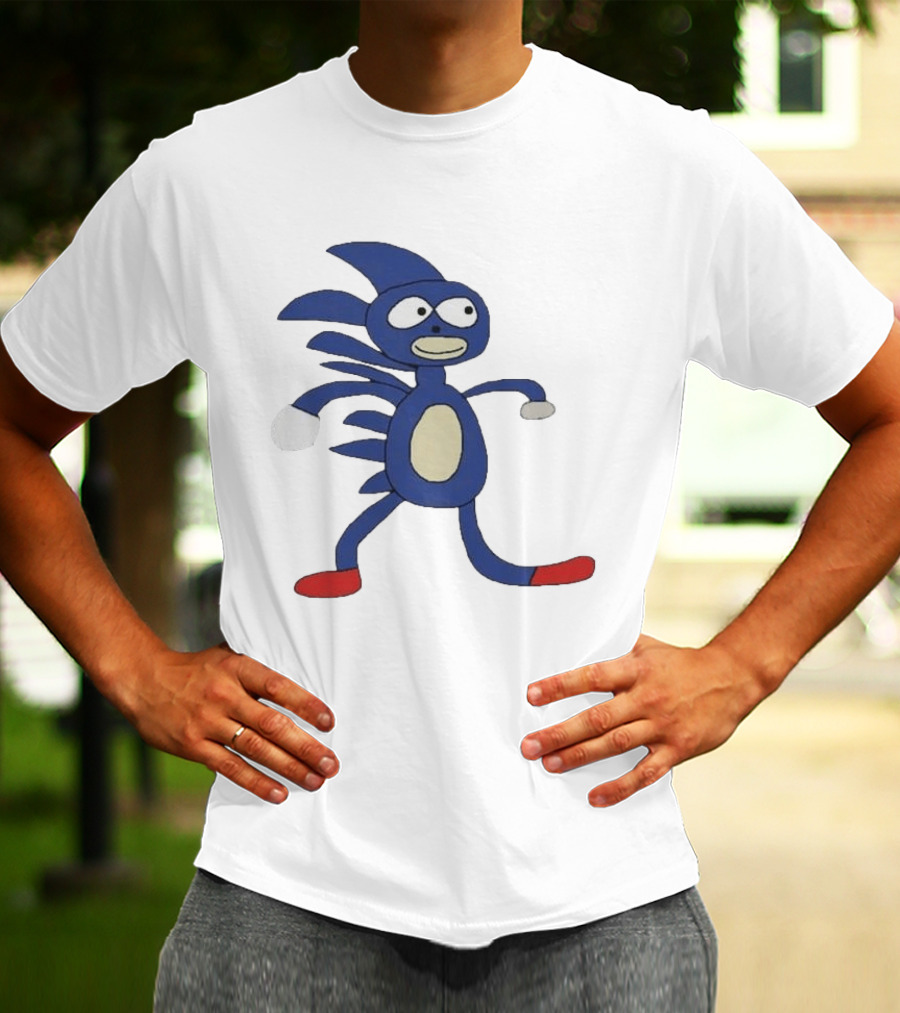 Sanic Meme Blue Hedgehog Parody Drawing T-Shirt