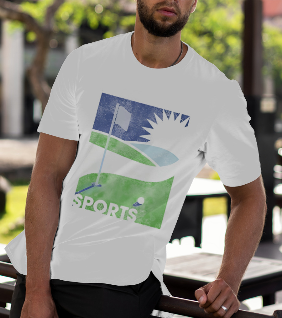 Golf Course Scenery Sports Landscape Sun Flag Ball T-Shirt