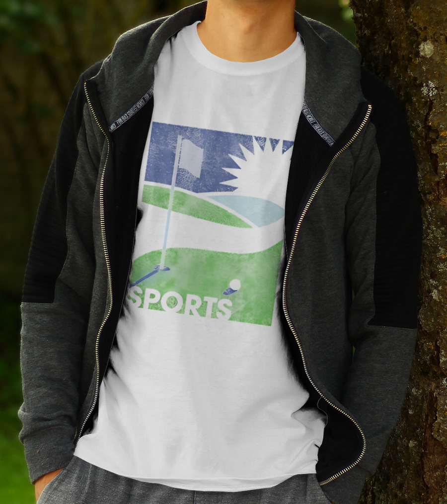 Golf Course Scenery Sports Landscape Sun Flag Ball T-Shirt