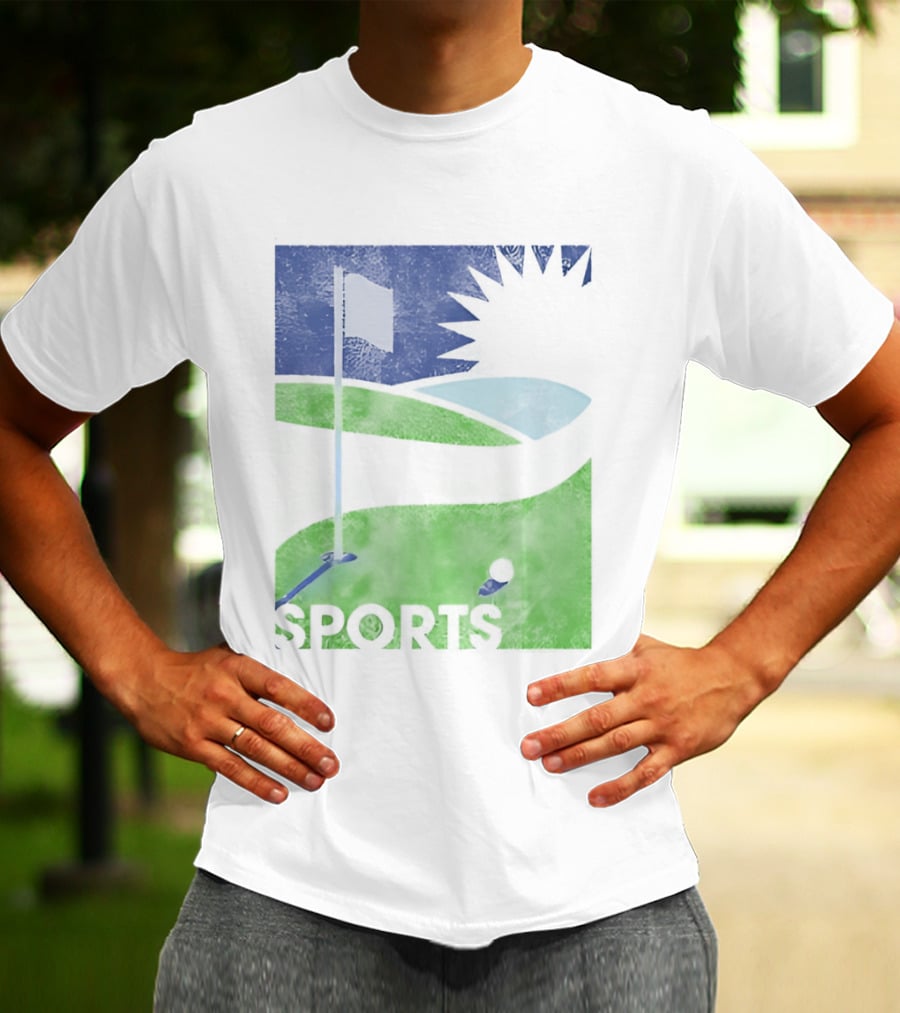 Golf Course Scenery Sports Landscape Sun Flag Ball T-Shirt