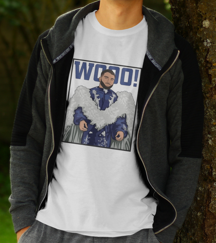 Wooo Skatt Flair New York Giants Iconic Blue Robe T-Shirt