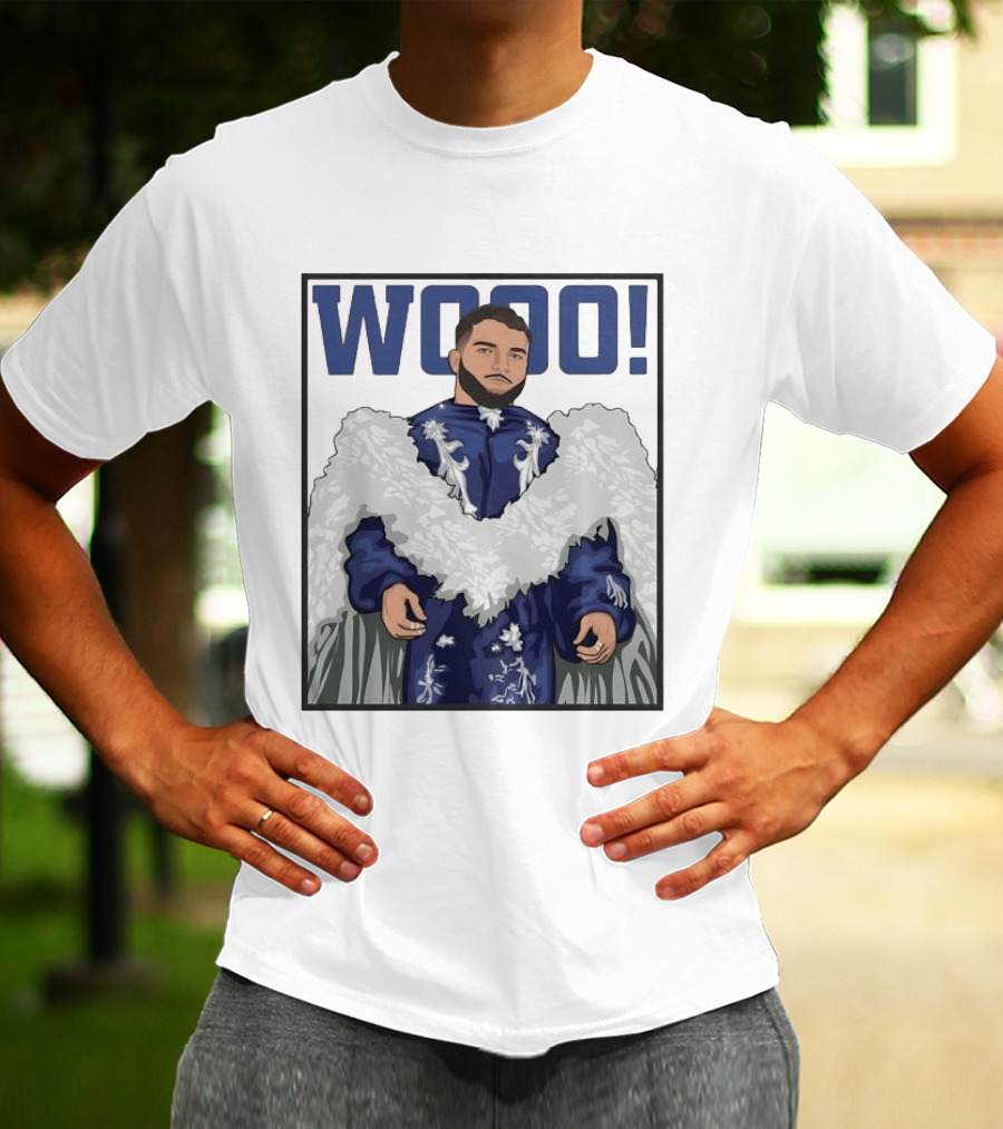 Wooo Skatt Flair New York Giants Iconic Blue Robe T-Shirt