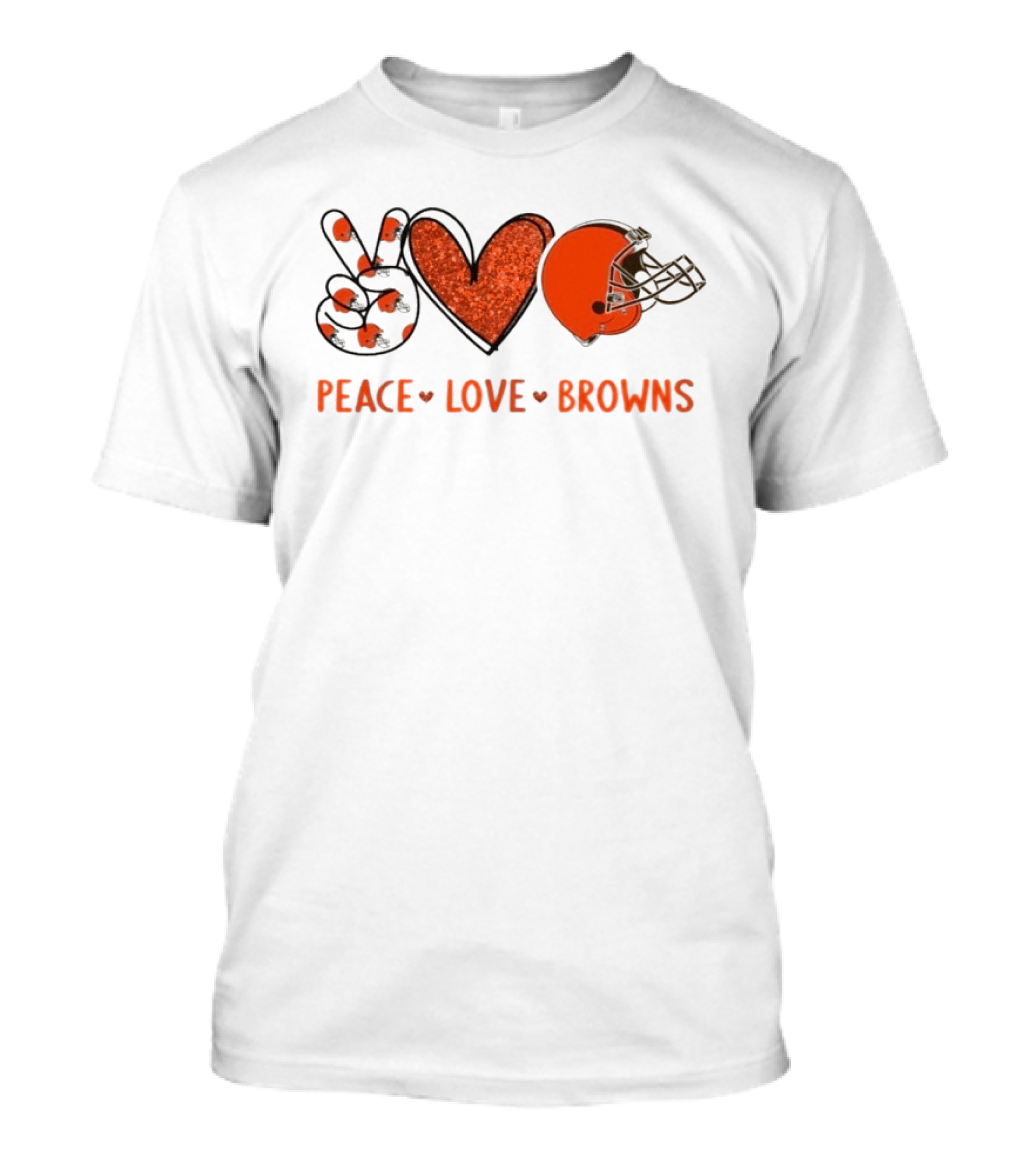 Peace Love Cleveland Browns Football Helmet Fan T-Shirt