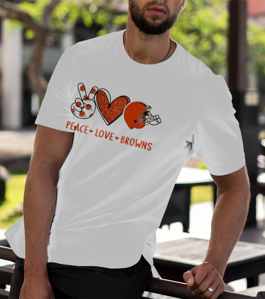 Peace Love Cleveland Browns Football Helmet Fan T-Shirt