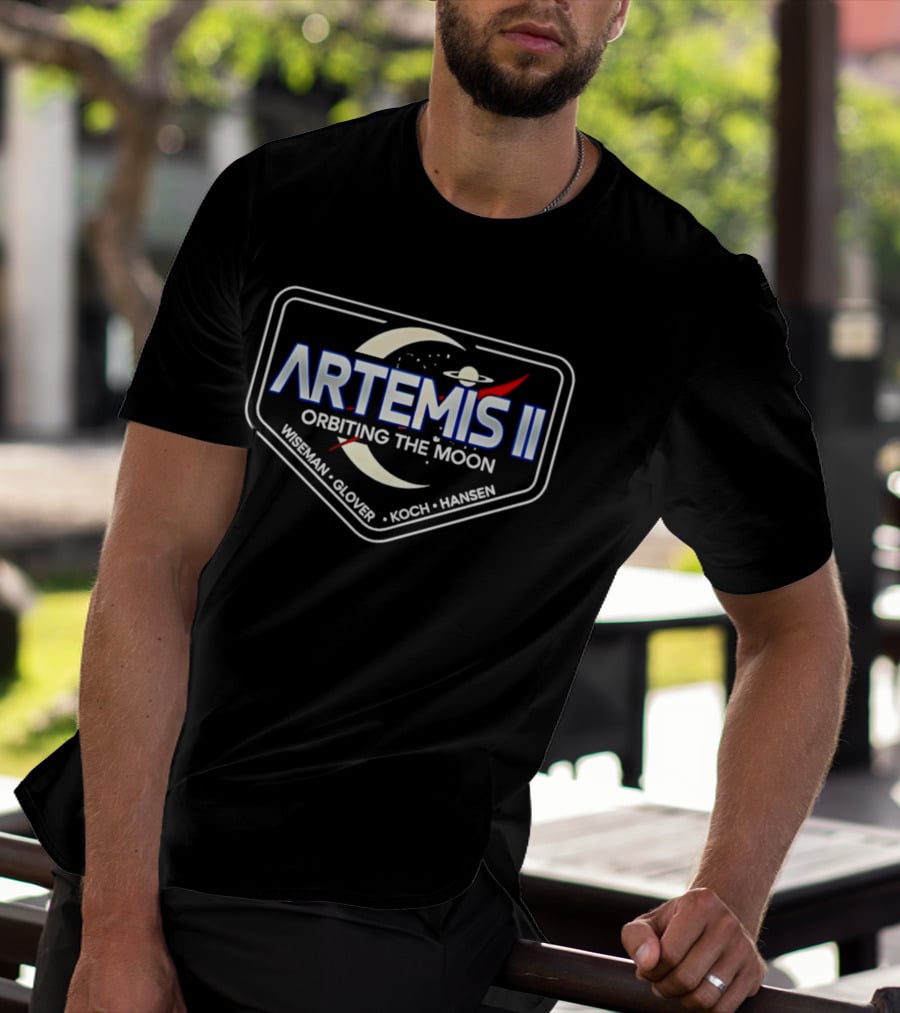 Artemis II Orbiting The Moon Wiseman Glover Koch Hansen T-Shirt