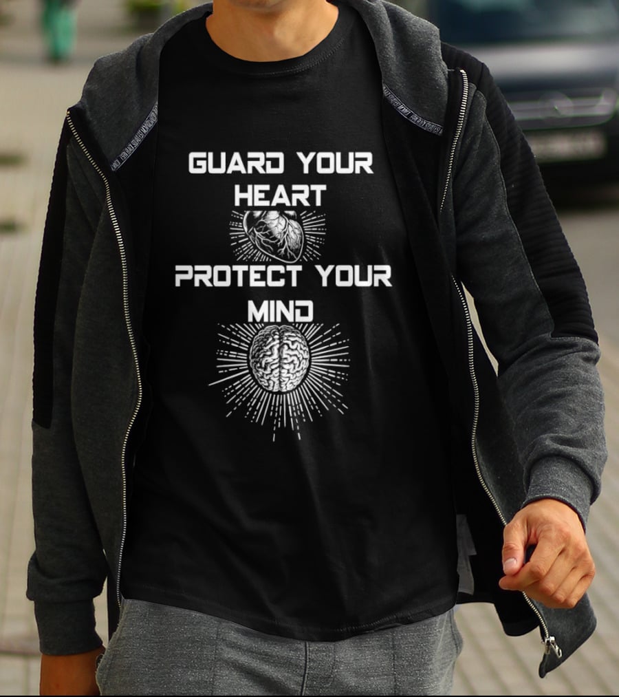 Guard Your Heart Protect Your Mind Radiating Heart And Brain T-Shirt
