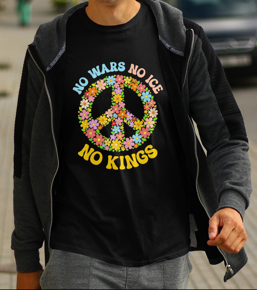 No Wars No Ice No Kings Peace Floral Motif T-Shirt