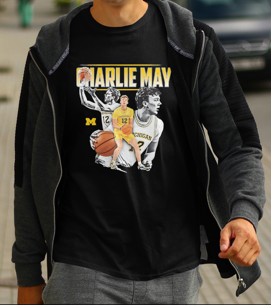Charlie May Michigan Basketball NCAA Number 12 Collage T-Shirt