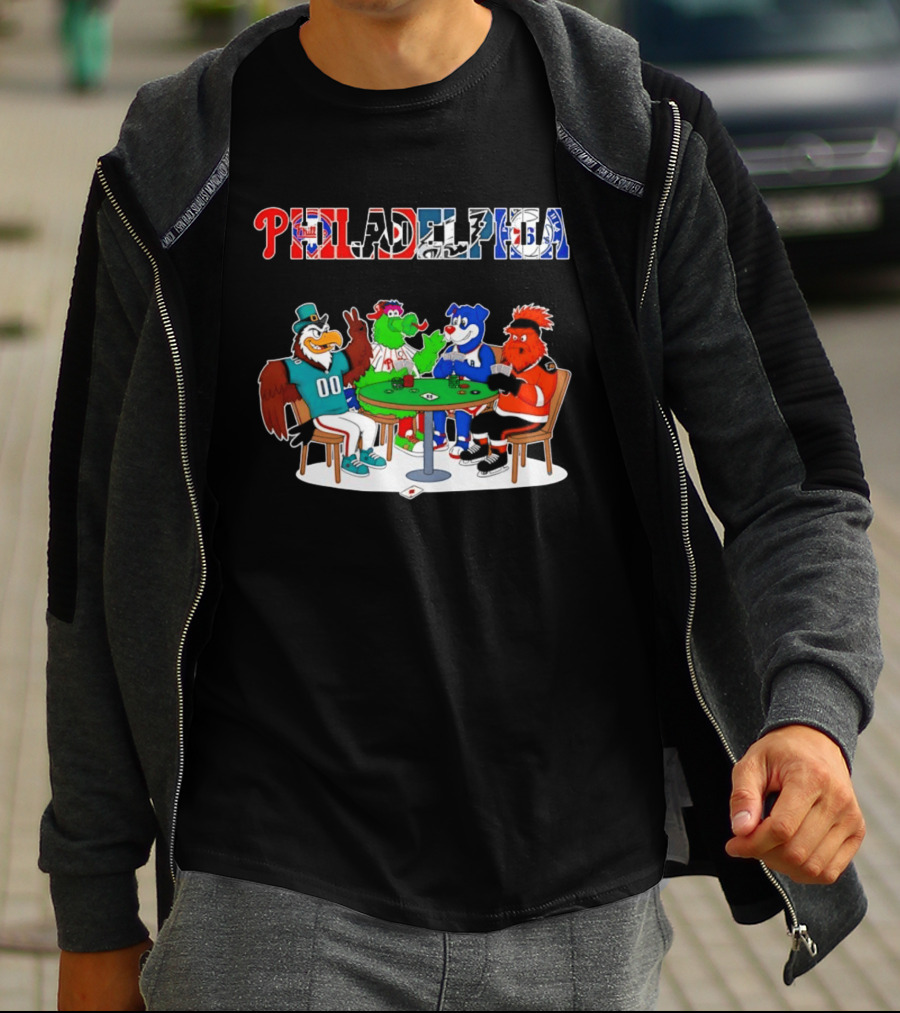 Philadelphia Mascots Playing Poker Cards T-Shirt