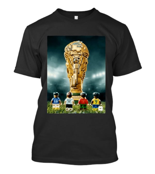 LEGO Football Legends FIFA World Cup 2026 Trophy Lionel Messi Cristiano Ronaldo Kylian Mbappé Vinicius Junior T-Shirt