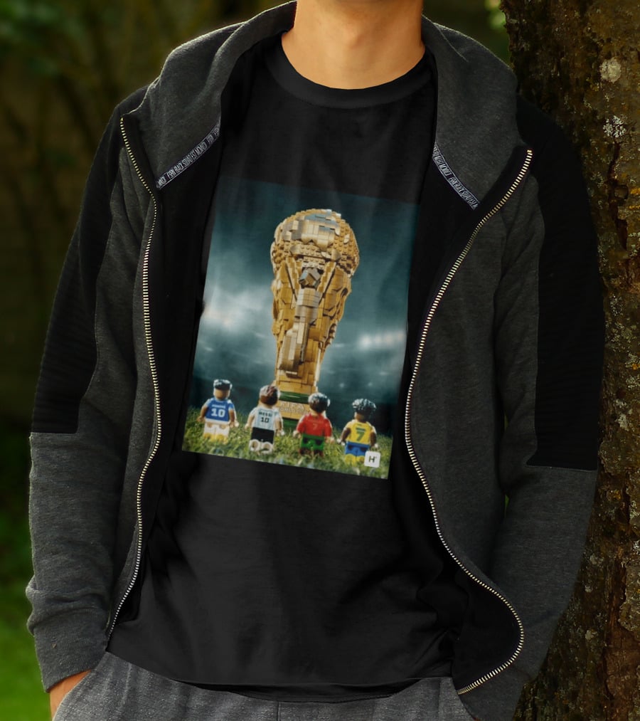 LEGO Football Legends FIFA World Cup 2026 Trophy Lionel Messi Cristiano Ronaldo Kylian Mbappé Vinicius Junior T-Shirt