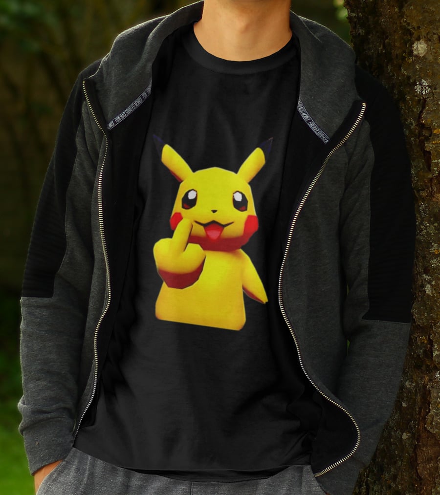 Pikachu Pokémon Middle Finger Gesture T-Shirt