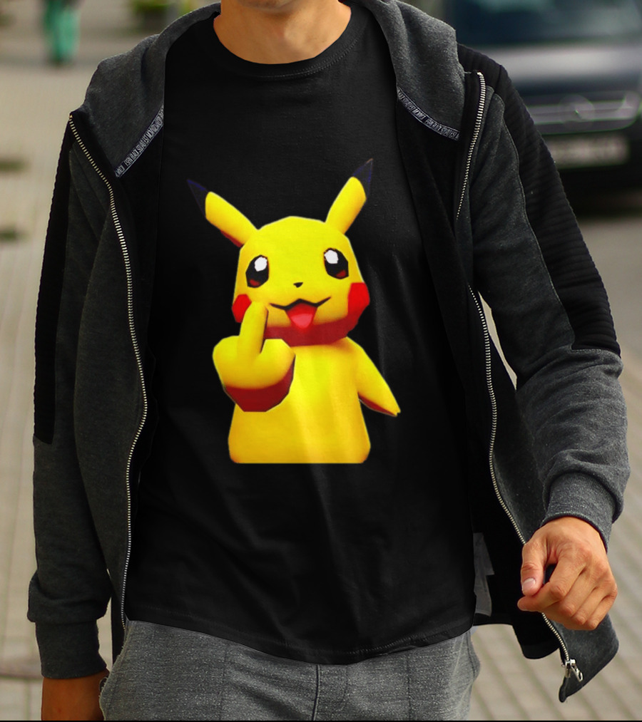 Pikachu Pokémon Middle Finger Gesture T-Shirt